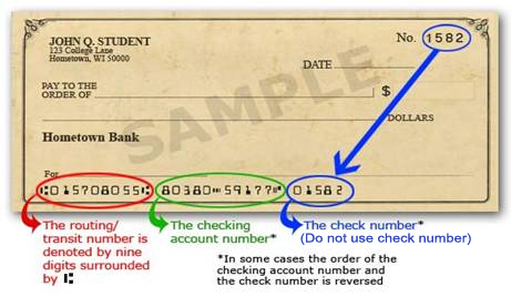 Routing number on sample check